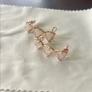 Rose gold drusy ear climbers